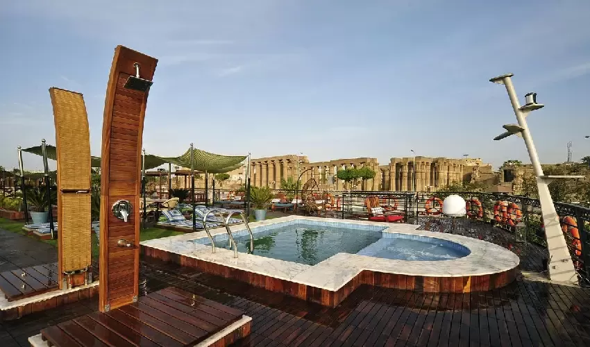 Mayfair Nile cruise – Sparkling pool deck and golden horizons