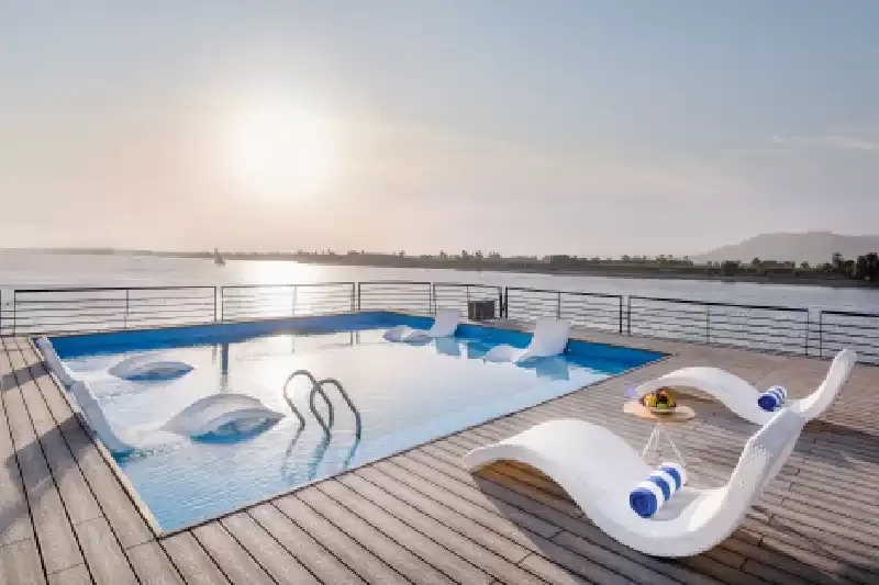 Historia Nile Cruise panoramic sundeck with Nile views