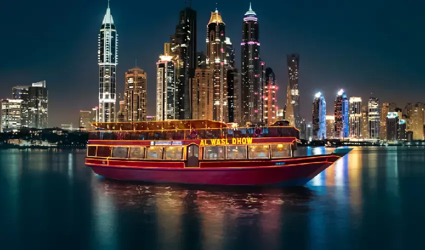 Dubai creek dhow cruise – dinner under sparkling lights